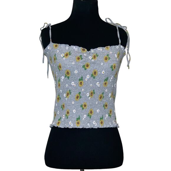 Gold Crush gray floral mock crop cami size large - Picture 1 of 8